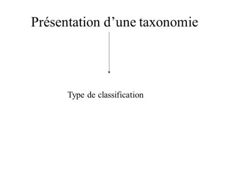 Présentation d’une taxonomie