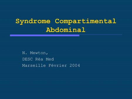 Syndrome Compartimental Abdominal