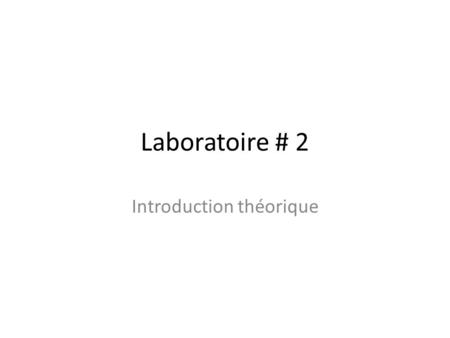Introduction théorique
