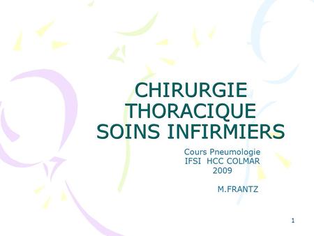 CHIRURGIE THORACIQUE SOINS INFIRMIERS