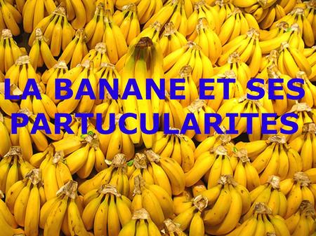 LA BANANE ET SES PARTUCULARITES. A propos de la banane …
