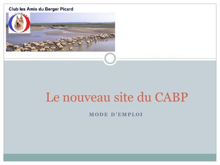 MODE D’EMPLOI Le nouveau site du CABP. Résumé 1. Adhérer au CABP 2. Vous inscrire au site 3. Vous connecter au site 4. Oubli du mot de passe 5. Le menu.