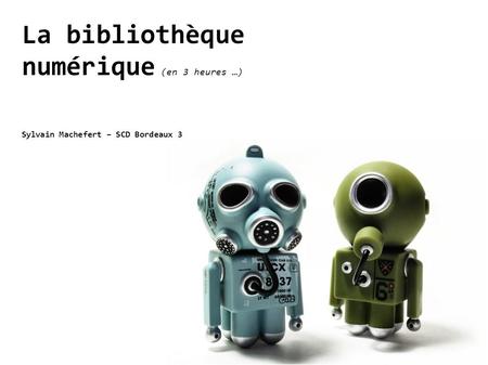 La bibliothèque numérique (en 3 heures …) Sylvain Machefert – SCD Bordeaux 3.