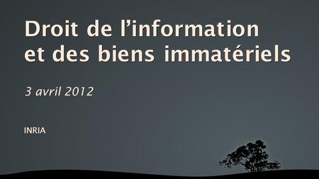 Droit de l’information et des biens immatériels 3 avril 2012 INRIA.
