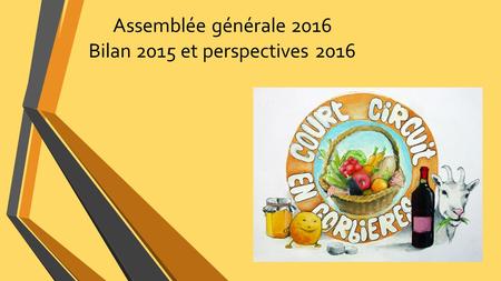 Assemblée générale 2016 Bilan 2015 et perspectives 2016.
