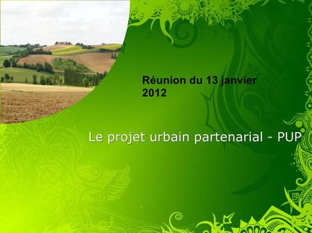 Le projet urbain partenarial - PUP Réunion du 13 janvier 2012.