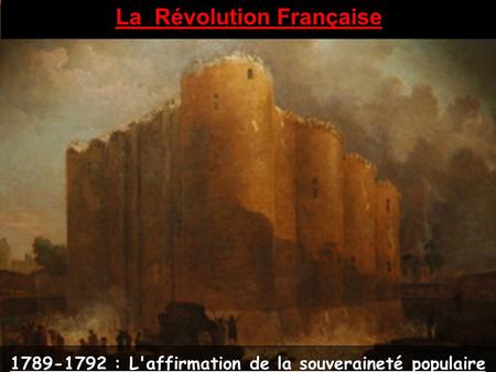 La Révolution Française 1789-1792 : L'affirmation de la souveraineté populaire.
