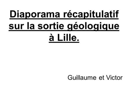 Diaporama récapitulatif sur la sortie géologique à Lille. Guillaume et Victor.