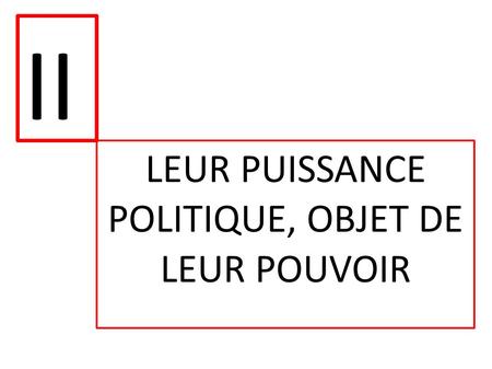 II LEUR PUISSANCE POLITIQUE, OBJET DE LEUR POUVOIR.
