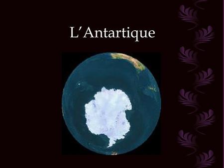 L’Antartique. Le continent Antartique est situé à l’extrême sud de notre planète Ses caractéristiques géographiques, ses conditions climatiques et ses.