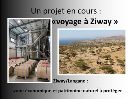 Un projet en cours : «voyage à Ziway » Ziway/Langano : zone économique et patrimoine naturel à protéger.