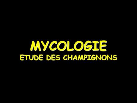 MYCOLOGIE ETUDE DES CHAMPIGNONS.