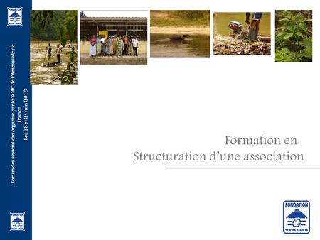Forum des associations organisé par le SCAC de l’Ambassade de France Les 23 et 24 juin 2016 Formation en Structuration d’une association.