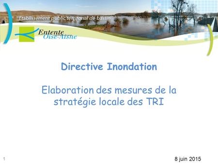 1 Directive Inondation Elaboration des mesures de la stratégie locale des TRI 8 juin 2015.