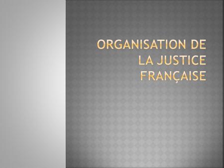  I/ le rôle de la justice  II/ Les tribunaux  III/ Organisation de la justice française  Débat.