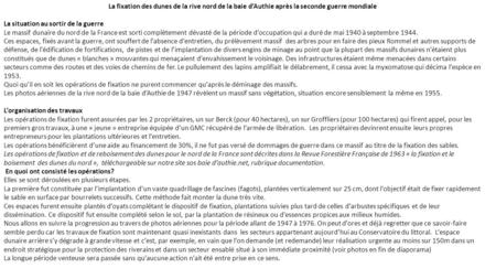 La fixation des dunes de la rive nord de la baie d’Authie après la seconde guerre mondiale La situation au sortir de la guerre Le massif dunaire du nord.