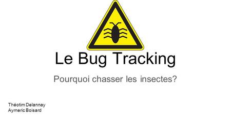 Le Bug Tracking Pourquoi chasser les insectes? Théotim Delannay Aymeric Boisard.