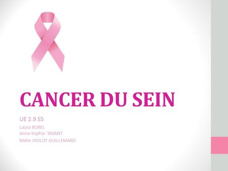 CANCER DU SEIN UE 2.9 S5 Laura BOREL Anne-Sophie TAVANT Mélie VIOLOT-GUILLEMARD.