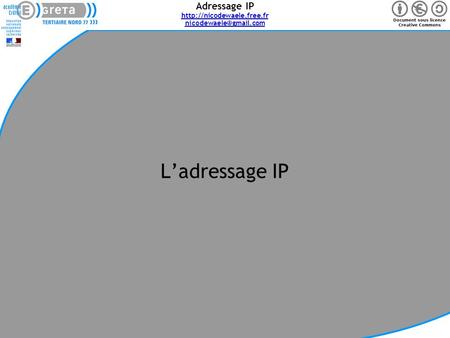 Adressage IP  Page 1 L’adressage IP.