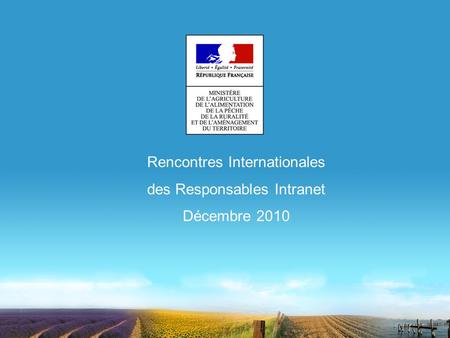 Rencontres Internationales des Responsables Intranet Décembre 2010.