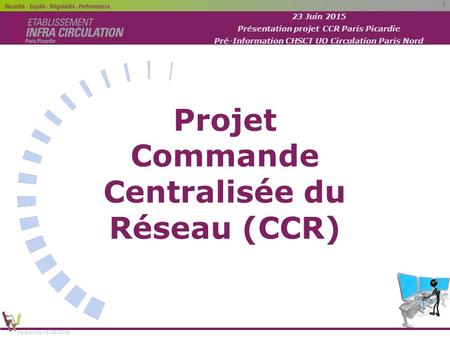 Version du Juin 2015 Présentation projet CCR Paris Picardie Pré-Information CHSCT UO Circulation Paris Nord Sécurité - Equité - Régularité.
