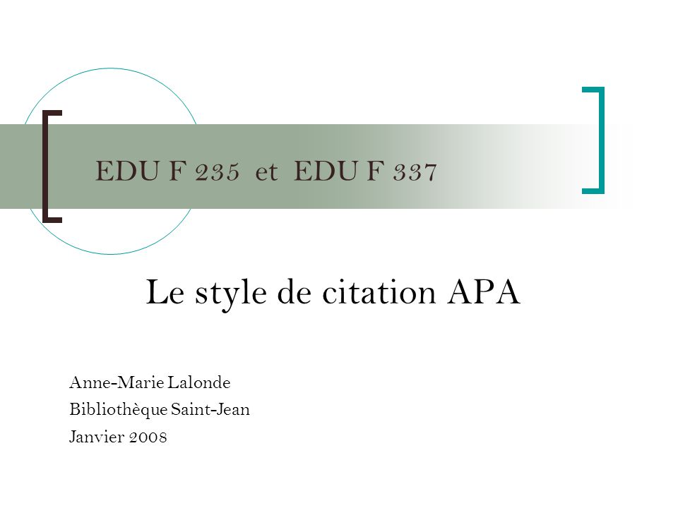 Le Style De Citation Apa Ppt Video Online Telecharger