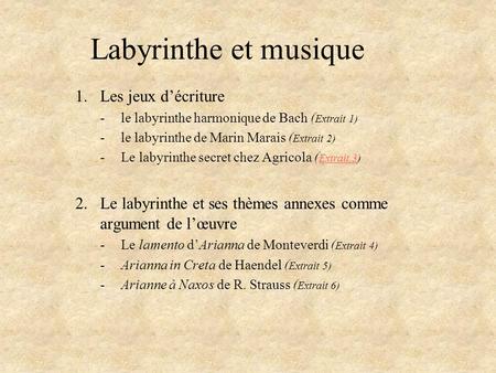 Labyrinthe et musique 1. Les jeux d’écriture