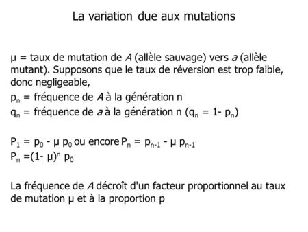 La variation due aux mutations