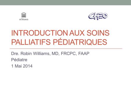 Introduction aux soins palliatifs pédiatriques