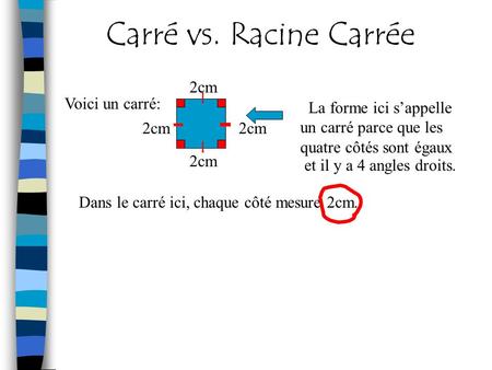 - Carré vs. Racine Carrée 2cm I Voici un carré: -