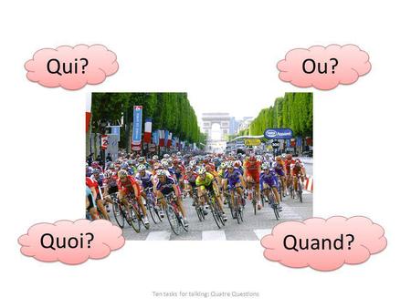 Ten tasks for talking: Quatre Questions Qui? Quand? Quoi? Ou?