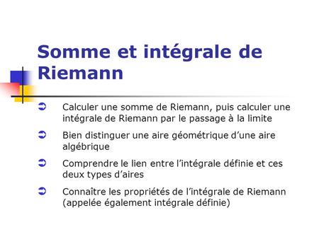 Somme et intégrale de Riemann