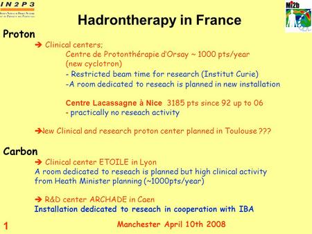 Hadrontherapy in France