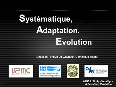 Systématique, Adaptation, Evolution