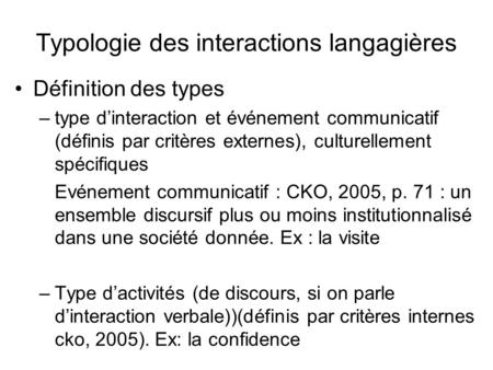 Typologie des interactions langagières