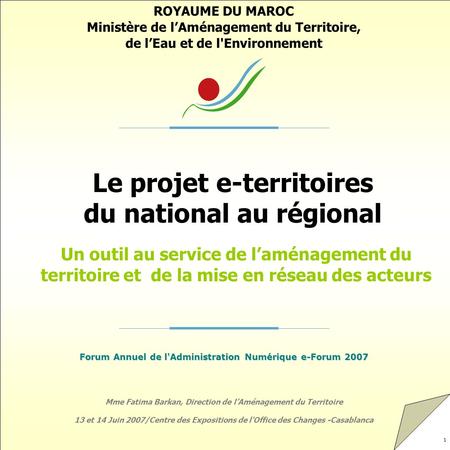 Le projet e-territoires du national au régional