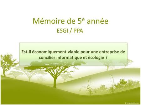 Mémoire de 5e année ESGI / PPA