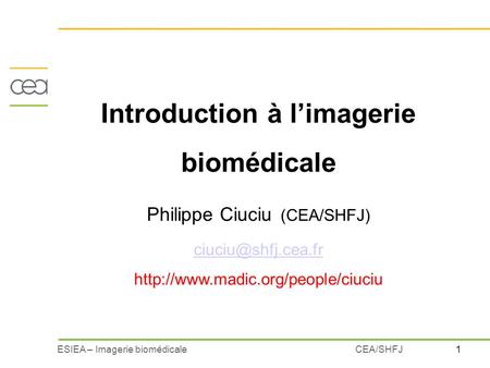 Introduction à l’imagerie biomédicale