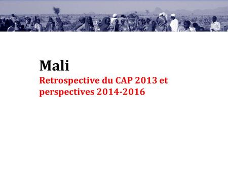 Mali Retrospective du CAP 2013 et perspectives