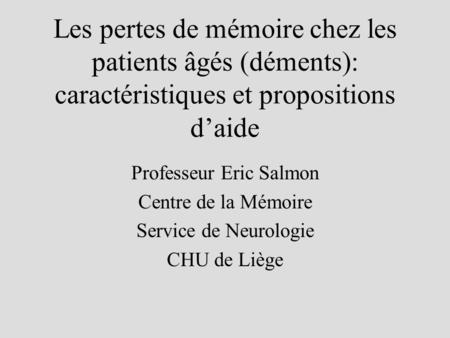 Professeur Eric Salmon