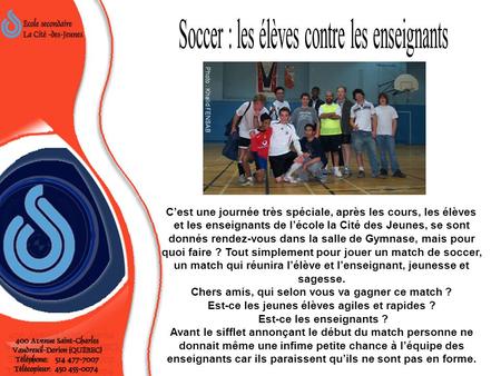 Soccer : les élèves contre les enseignants