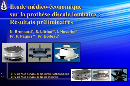 Etude médico-économique sur la prothèse discale lombaire :