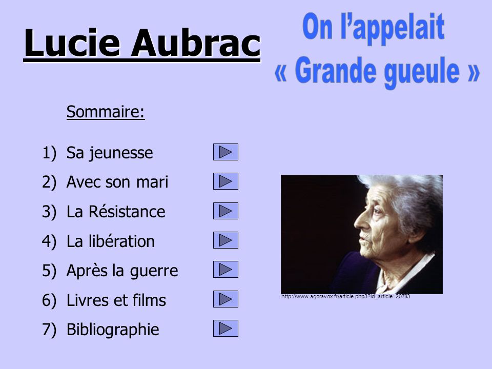 Lucie Aubrac Sommaire: Sa jeunesse Avec son mari La Résistance - ppt video online télécharger