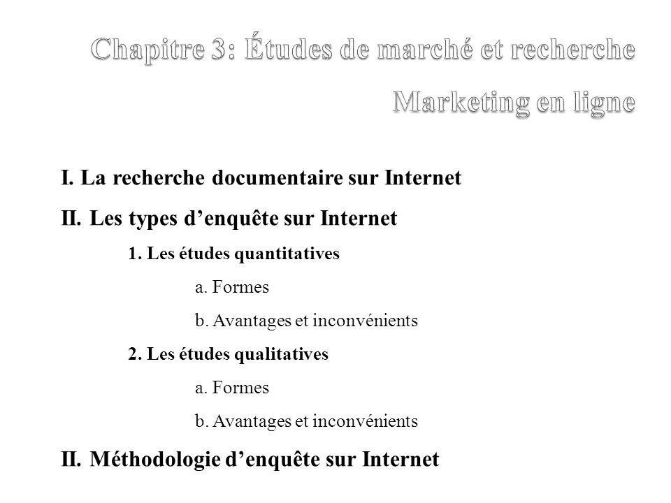 Chapitre 3 Etudes De Marche Et Recherche Marketing En Ligne Ppt Telecharger