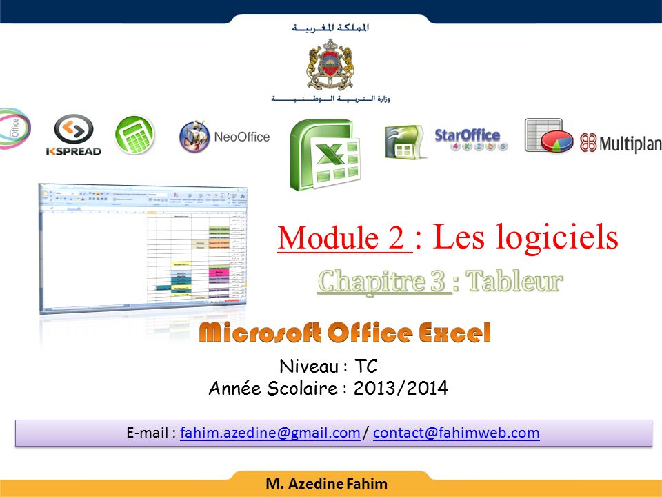 Module 2 : Les logiciels Chapitre 3 : Tableur Microsoft Office Excel - ppt  télécharger