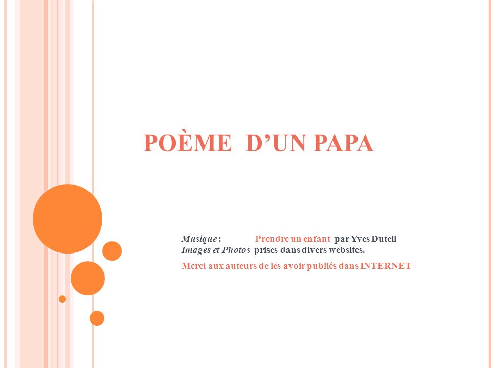 Poeme D Un Papa Musique Prendre Un Enfant Par Yves Duteil Ppt Telecharger