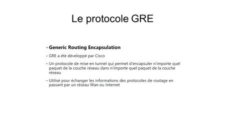 Le protocole GRE. Configuration du protocole GRE.