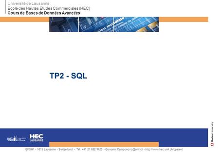 Bases de Données Avancées - TP2: SQL