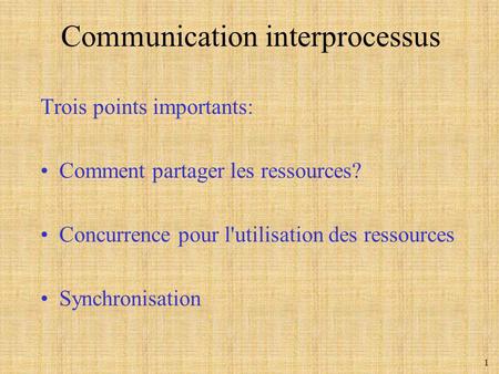 Communication interprocessus