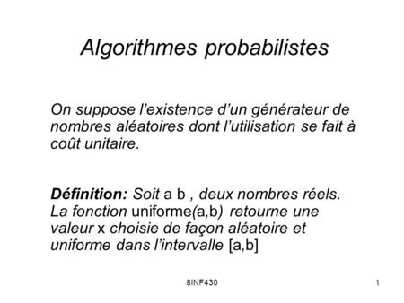 Algorithmes probabilistes